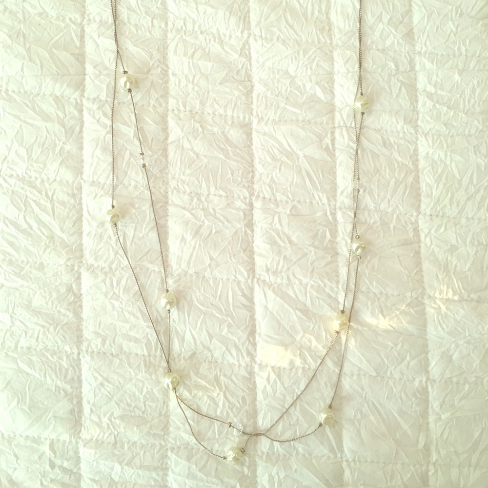 Two strand pearl beaded necklace